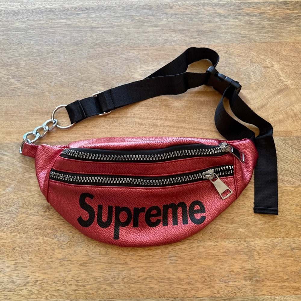 Supreme Red pvc adjustable Waist Bag